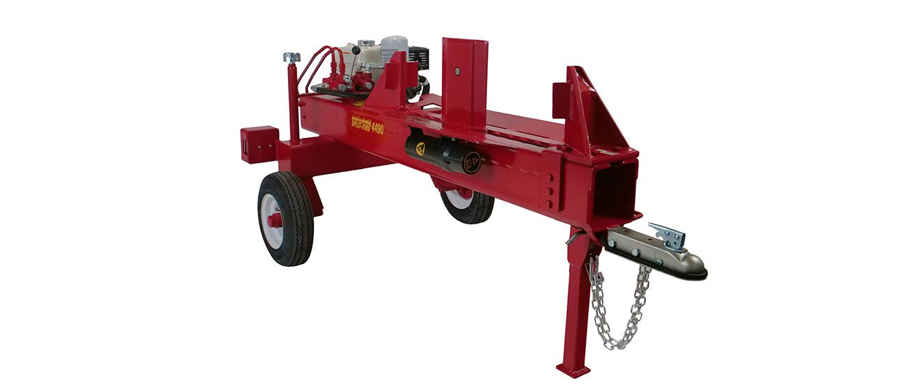 Professional-grade 4490 Split-Fire log splitter with a 2-way knife