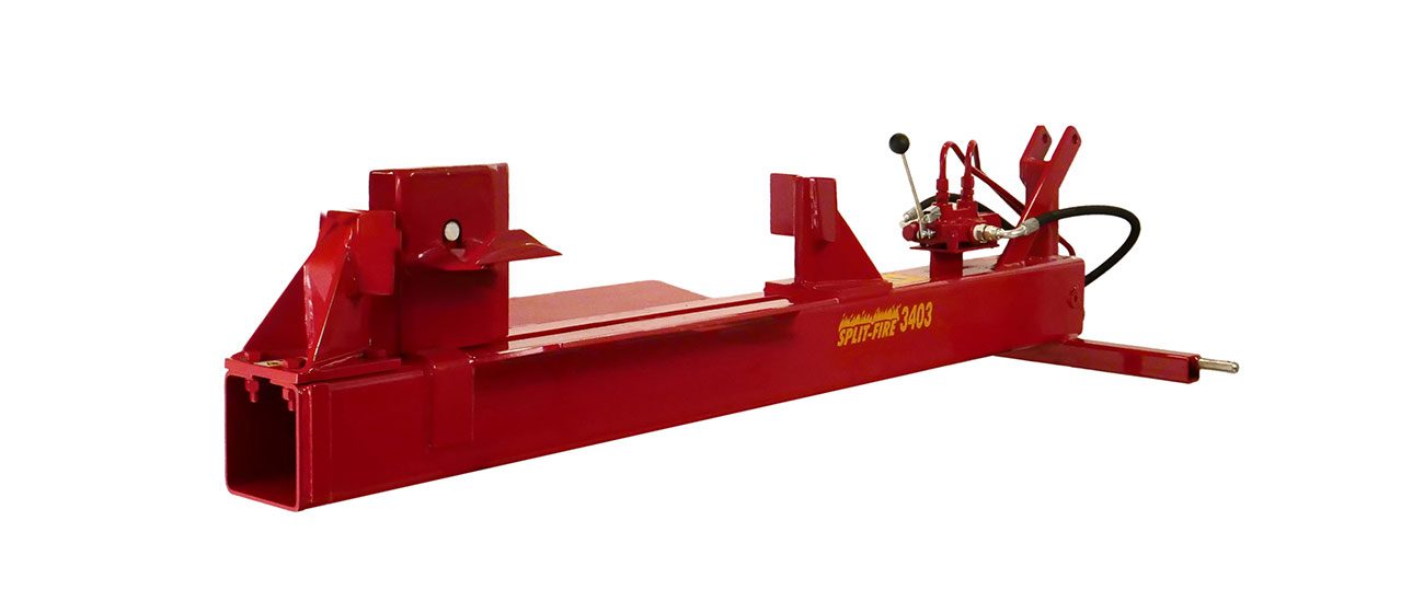 Split-Fire 3403 log splitter with 3-point hitch and 4-way wedge designed for maximum efficiency