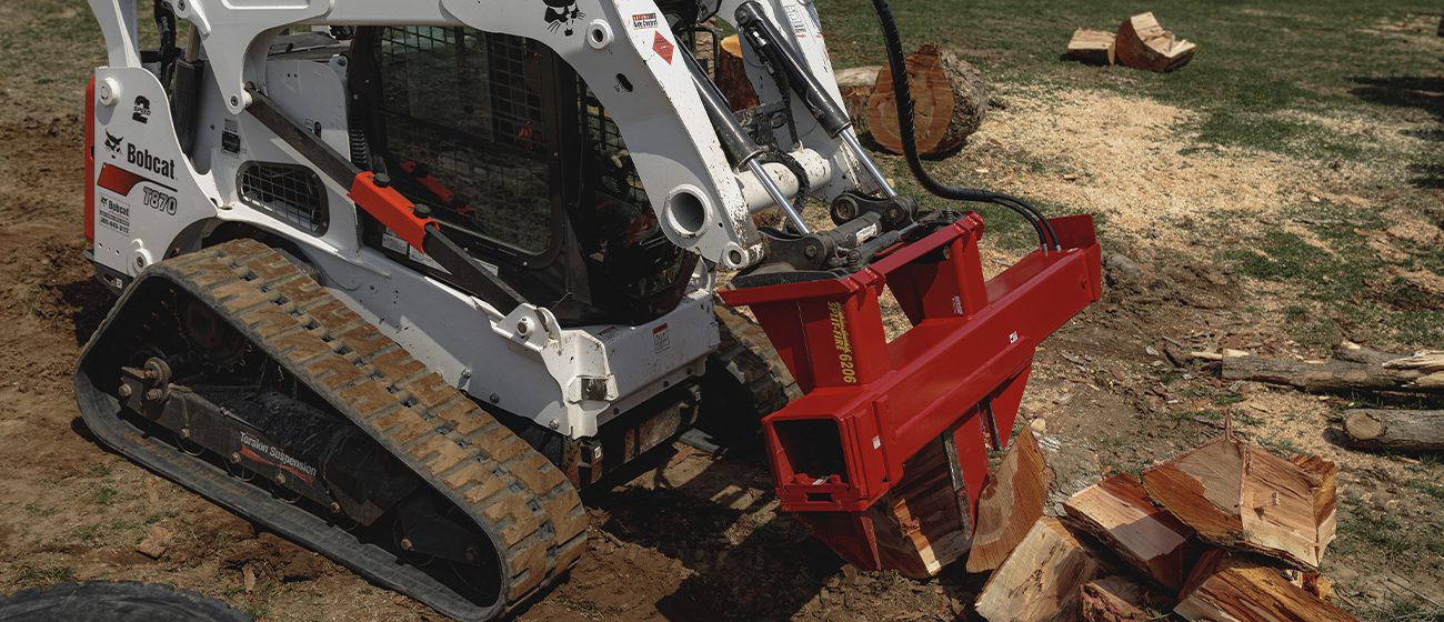 split-fire 6206 skid steer log splitter splitting large round