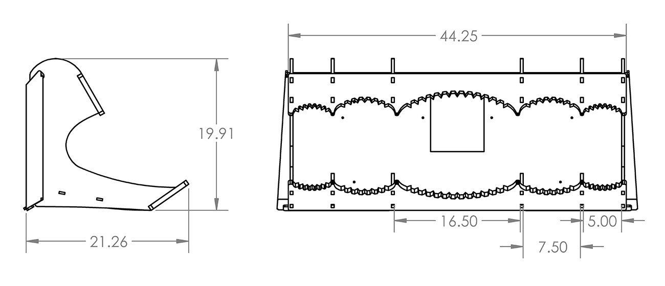 3d cad drawing of split-fire buck-it xl