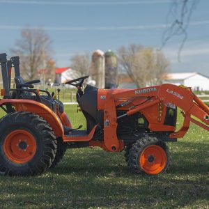 Split-Fire high cap bucket mounted to kubota bx