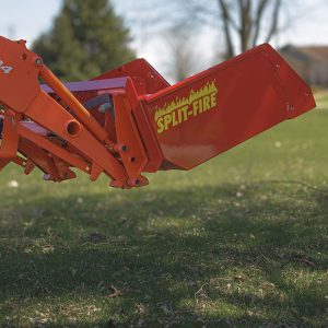 Split-Fire high cap bucket mounted to kubota bx