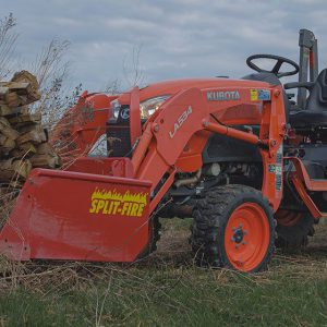 Split-Fire high cap bucket mounted to kubota bx