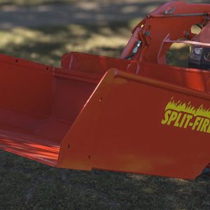 Split-Fire high cap bucket mounted to kubota bx